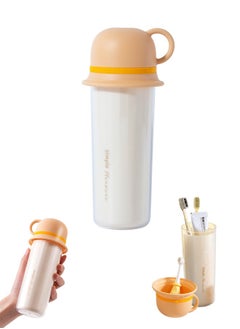 Fazza Travel Toothbrush Case, 3 in 1 Family Travel Mouthwash Cup,  for Family Travel, Business, School or Daily, Yellow  - Image 1