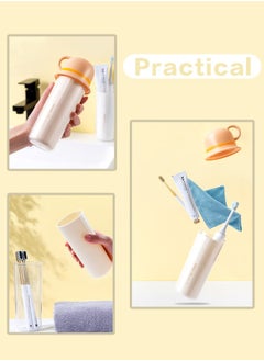Fazza Travel Toothbrush Case, 3 in 1 Family Travel Mouthwash Cup,  for Family Travel, Business, School or Daily, Yellow  - Image 4