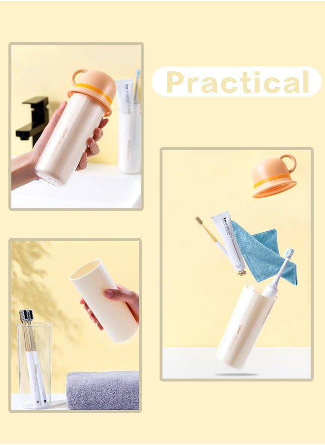 Travel Toothbrush Case, 3 in 1 Family Travel Mouthwash Cup,  for Family Travel, Business, School or Daily, Yellow