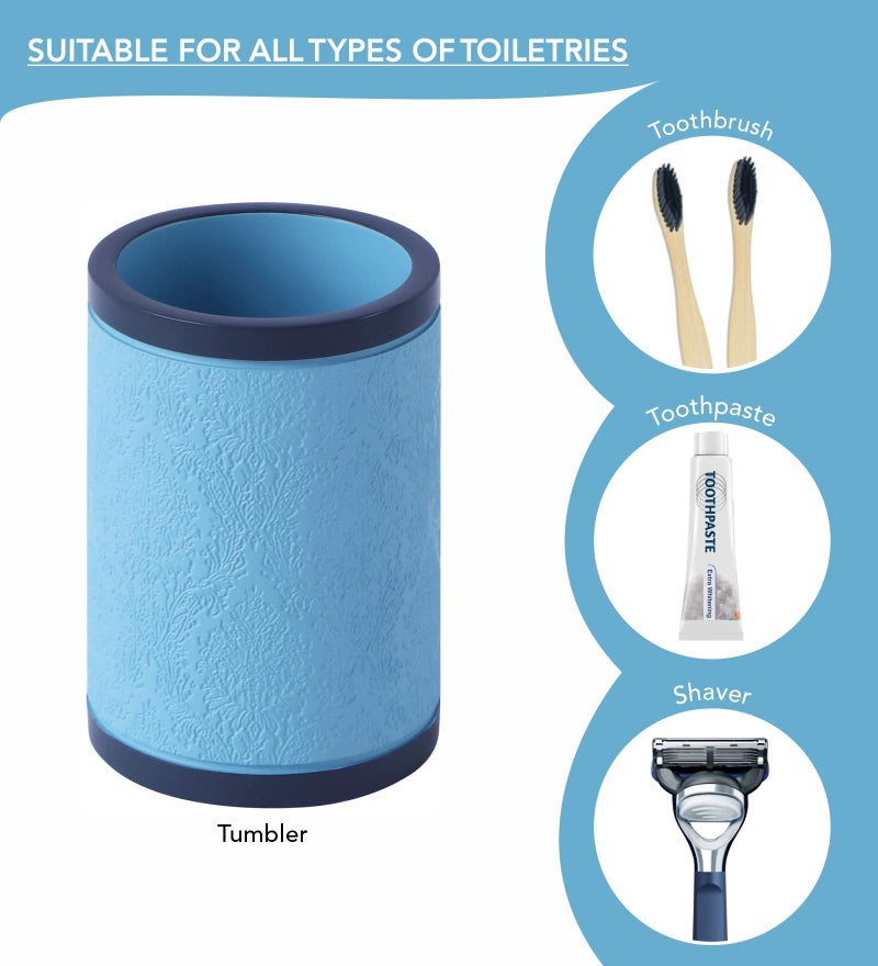 Obsessions Polyresin 4 Pcs Bathroom Set_Teal - Image 5