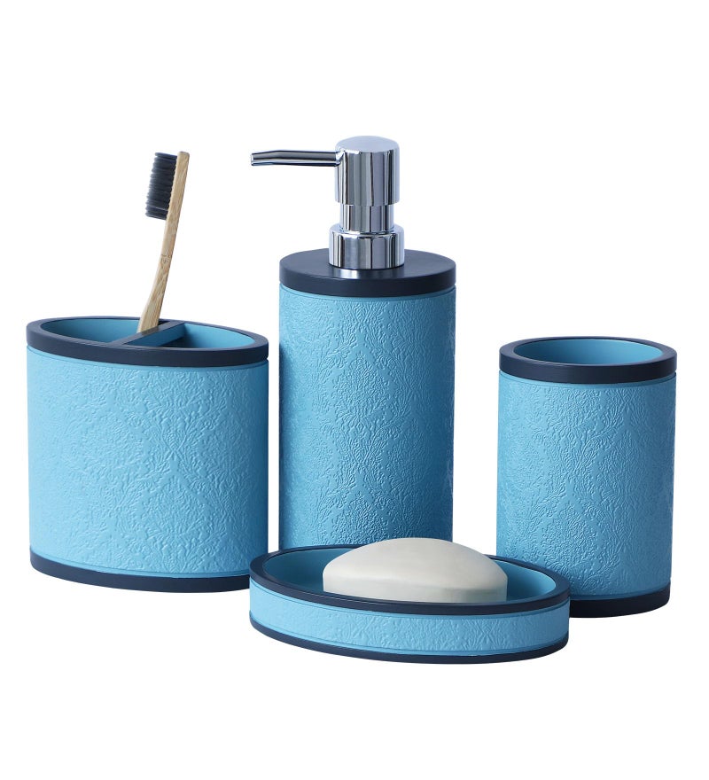 Obsessions Polyresin 4 Pcs Bathroom Set_Teal - Image 2