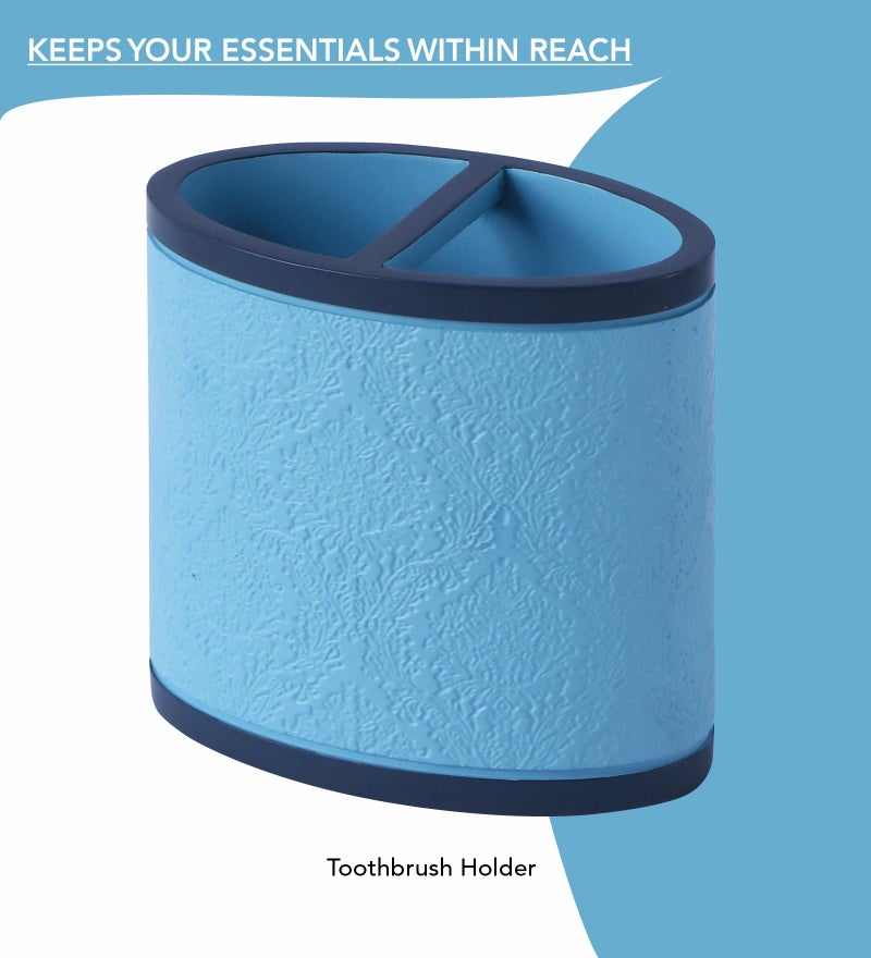 Obsessions Polyresin 4 Pcs Bathroom Set_Teal - Image 4