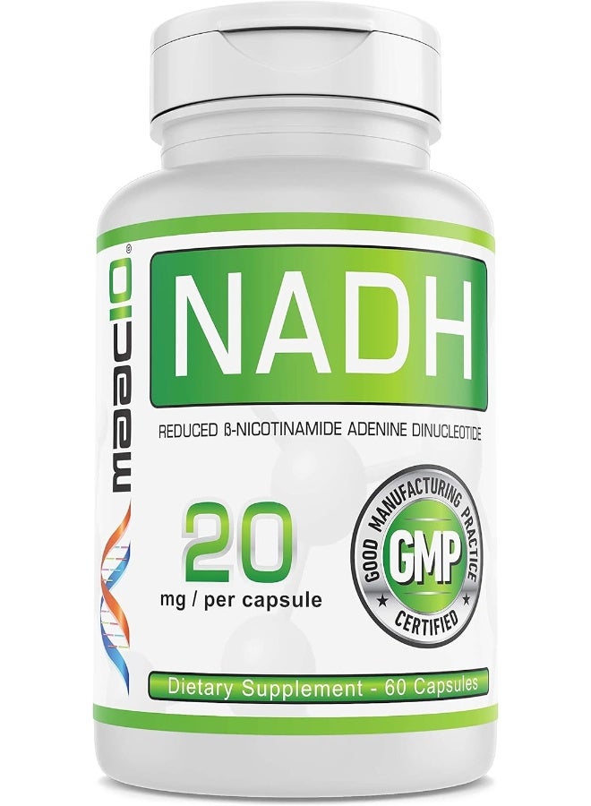 MAAC10 Formulas NADH 20mg Each 60 Capsules for Energy, Fatigue, Mental Focus, Immune & NAD+ Longevity Support - Image 1