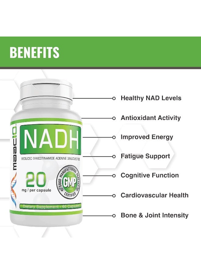 MAAC10 Formulas NADH 20mg Each 60 Capsules for Energy, Fatigue, Mental Focus, Immune & NAD+ Longevity Support - Image 4