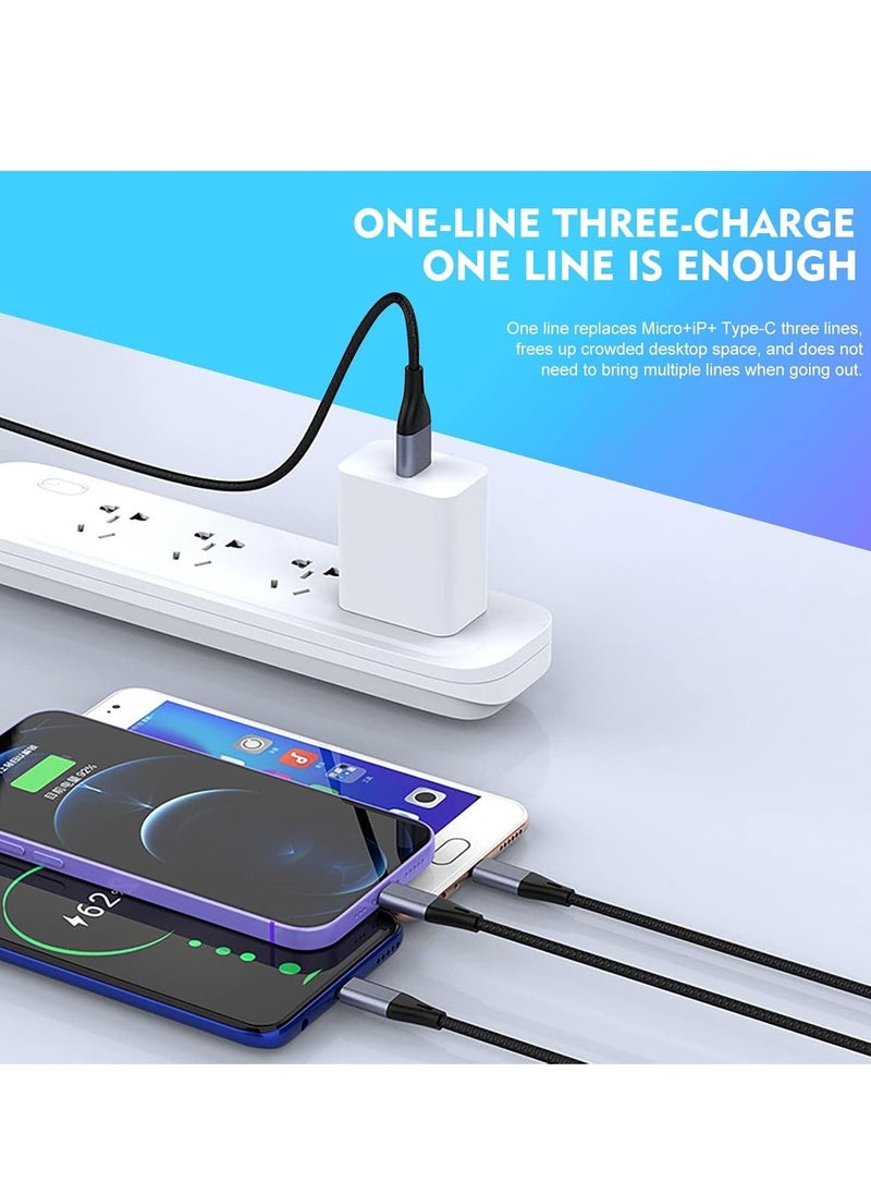 Raxoom 3-in-1 USB Charging Cable - 5A Fast Charge Braided Nylon Universal Cord with USB-C, Micro USB, and iOS Connectors - Image 5