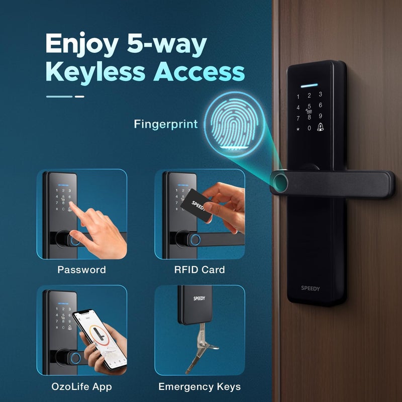 Speedy WiFi Enabled Smart Door Lock for Main Door Biometric 2 Emergency Keys 2Year Warranty Free Installation Door Thickness Should be Between 3060mm - Image 2