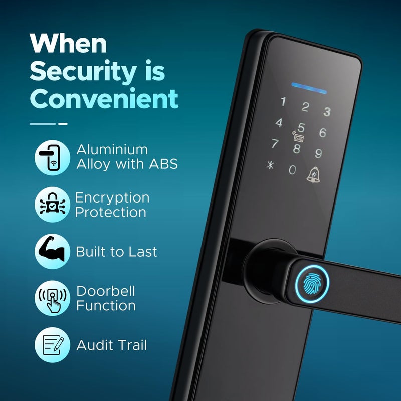 Speedy WiFi Enabled Smart Door Lock for Main Door Biometric 2 Emergency Keys 2Year Warranty Free Installation Door Thickness Should be Between 3060mm - Image 4