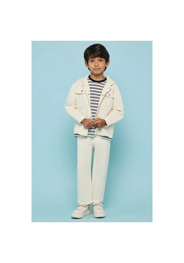 أر أند بي Solid Hooded Shirt with Long Sleeves