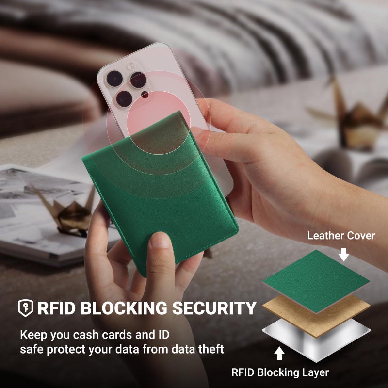 GNDR Wallet For Men RFID Blocking Green Wallets Bifold Faux Leather Card Holder Front Pocket Mens Accessories With Gift Box - Image 4