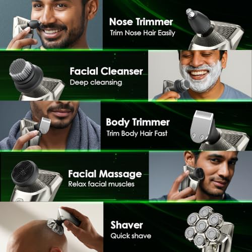 Oraimo Multi 5 In 1 Grooming Kit | Head & Face Shaver | Beard & Nose Trimmer | Wet & Dry Use | Facial Massager and Cleanser | 90 Min Runtime | Built in LED display | IPX7 Waterproof (RS70) - Image 3