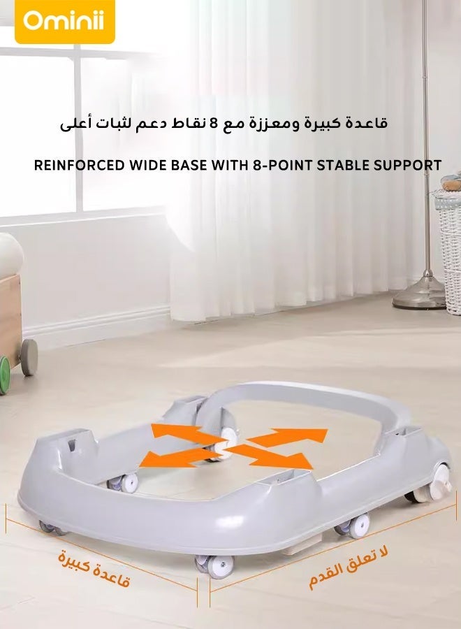 Ominii 4-in-1 Foldable Baby Walker (Push/Seated/Walking Aid/Activity Table) with Parent Handle, Speed & Height Adjustable, Wide Anti-Rollover Base, Foot Mat & Detachable Toy Tray – 6–18M (Table up to 36M) - Image 5