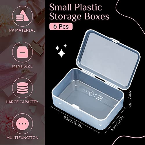 ISKYBOB 6 Packs Small Plastic Storage Containers, Clear Rectangle Bead Organizer Case with Lids for Crayons, Crafts, Bobby Pin Holder(3.7x 2.4in) - Image 2