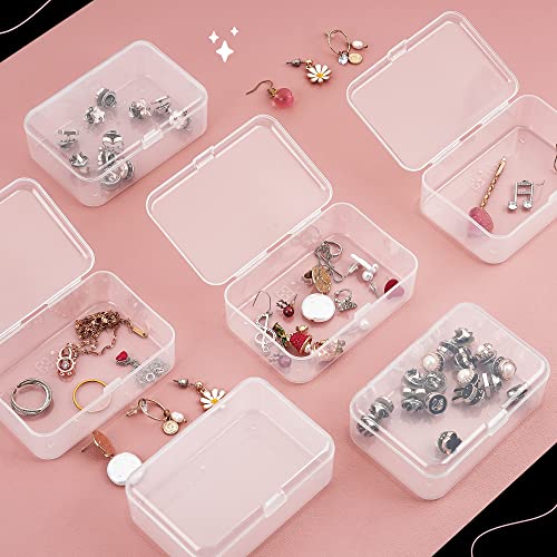 ISKYBOB 6 Packs Small Plastic Storage Containers, Clear Rectangle Bead Organizer Case with Lids for Crayons, Crafts, Bobby Pin Holder(3.7x 2.4in) - Image 5