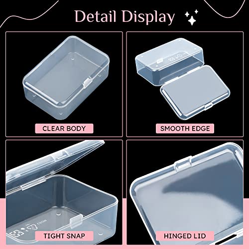 ISKYBOB 6 Packs Small Plastic Storage Containers, Clear Rectangle Bead Organizer Case with Lids for Crayons, Crafts, Bobby Pin Holder(3.7x 2.4in) - Image 3