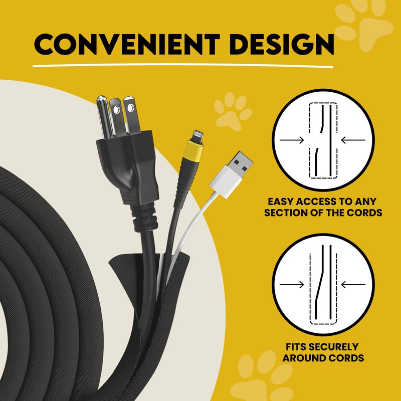 AnimoGoods Cord Cover for Pets (10ft, 1/2 inch Split) - Durable PET Cable Protector for Dogs, Cats, and Other Pets - Cord Protectors from Pets No Chew, Keep Cats from Chewing Cords - Puppy Proof Cord Cover - Image 5