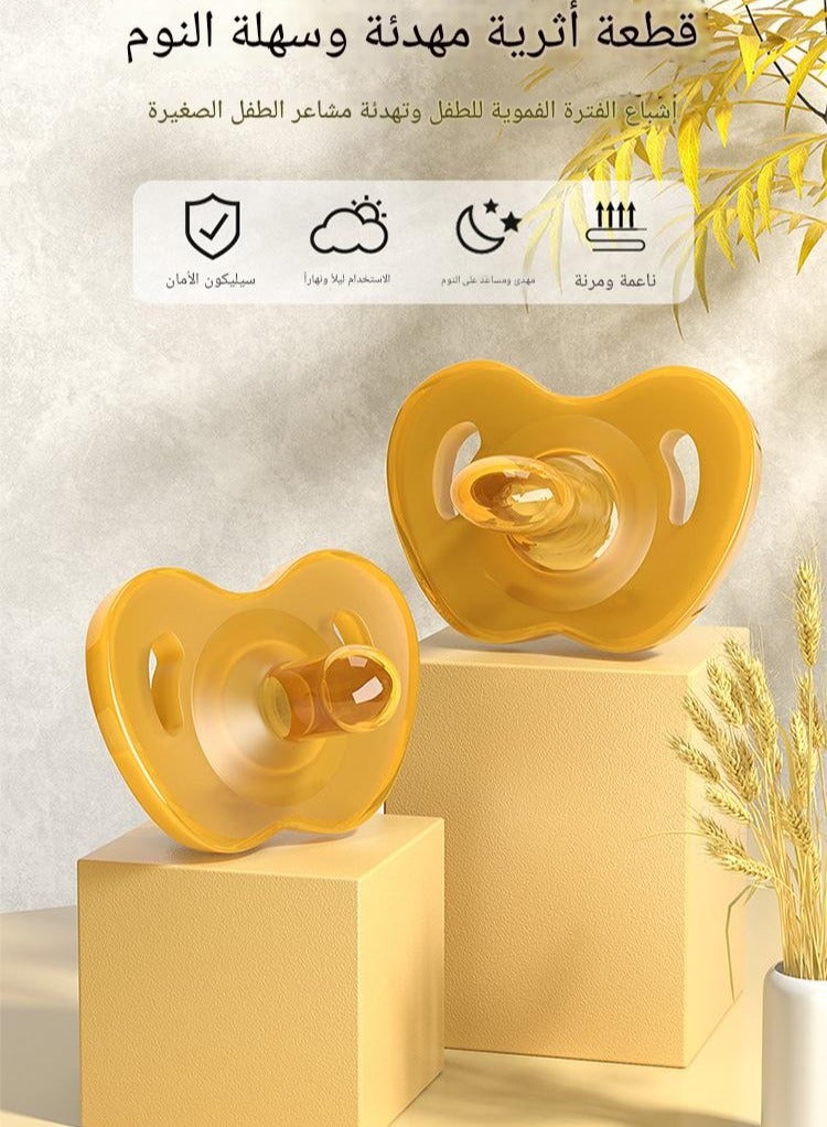 joybuy 2 Pieces Natural Latex Pacifier, Toddler Pacifier, Orthodontic,  Apple-Shape Shield - Natural Latex Pacifier, Anti-flatulence and baby-soothing device, anti-bucktooth newborn pacifier, baby pacifier, BPA Free, Suitable for Baby 0-24 Month - 2-Pack - Image 2