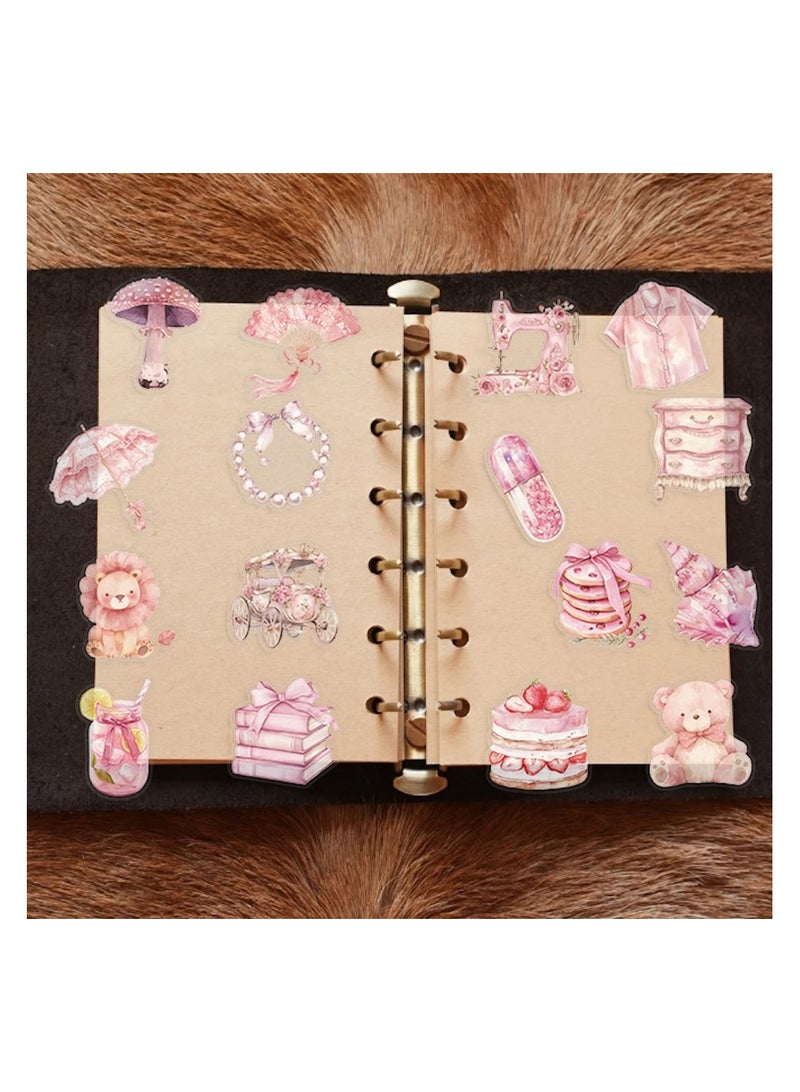 قوس قزح أورينبو 50 قطعة من ملصقات الجمالية الشفافة باللون الوردي، ملصقات كلاسيكية لفتاة تحب الحيوانات الأليفة مقاومة للماء، ملصقات سجل القصاصات، ألبوم الصور، بطاقة الكولاج، ملصقات رومانسية للفتيات والنساء - Image 3