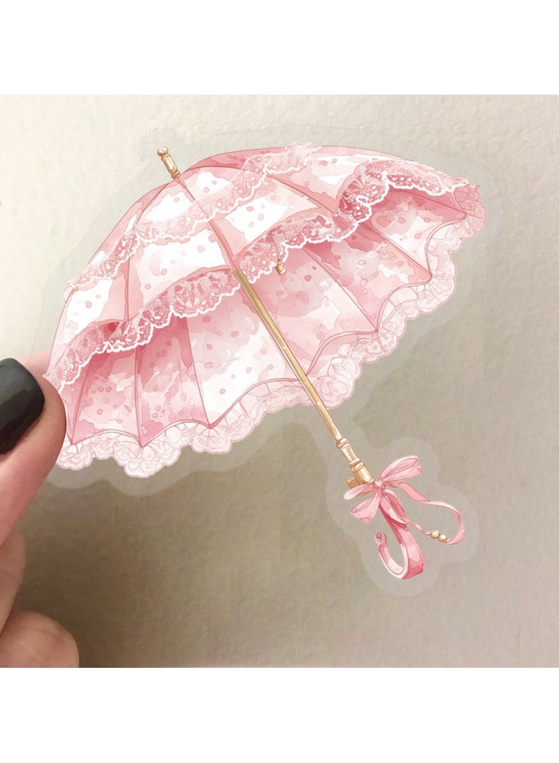 قوس قزح أورينبو 50 قطعة من ملصقات الجمالية الشفافة باللون الوردي، ملصقات كلاسيكية لفتاة تحب الحيوانات الأليفة مقاومة للماء، ملصقات سجل القصاصات، ألبوم الصور، بطاقة الكولاج، ملصقات رومانسية للفتيات والنساء - Image 5