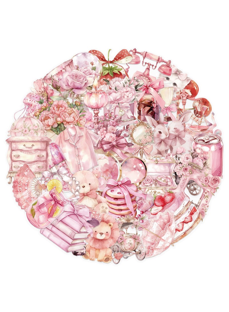 قوس قزح أورينبو 50 قطعة من ملصقات الجمالية الشفافة باللون الوردي، ملصقات كلاسيكية لفتاة تحب الحيوانات الأليفة مقاومة للماء، ملصقات سجل القصاصات، ألبوم الصور، بطاقة الكولاج، ملصقات رومانسية للفتيات والنساء - Image 1