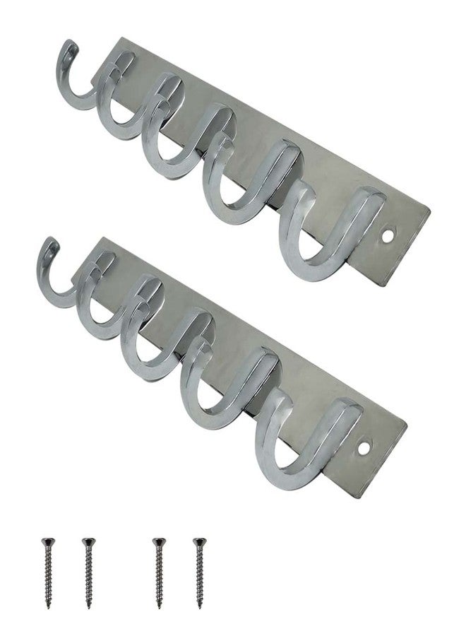 VOLO Premium 5 Pin Chrome/Glossy Cloth Hanger, Wall Door Hooks Rail for Hanging Clothes, Bathroom Towel Hook Set. (Pack of 2 pcs) - Image 5