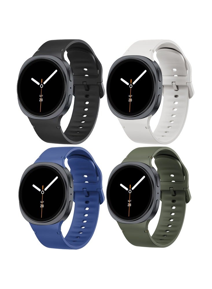 دكينج 4 قطع من سوار ساعة سامسونج جالاكسي ووتش 8 / كلاسيك، سوار رياضي من السيليكون الناعم المقاوم للماء، للجنسين مقاس 22 ملم، أسود / أبيض / أزرق / أخضر عسكري - Image 1