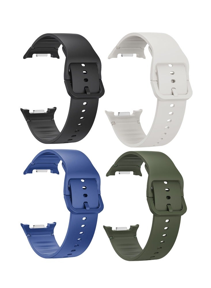 دكينج 4 قطع من سوار ساعة سامسونج جالاكسي ووتش 8 / كلاسيك، سوار رياضي من السيليكون الناعم المقاوم للماء، للجنسين مقاس 22 ملم، أسود / أبيض / أزرق / أخضر عسكري - Image 2