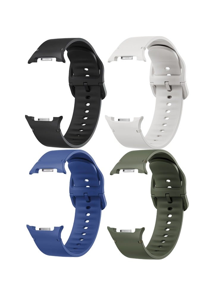 دكينج 4 قطع من سوار ساعة سامسونج جالاكسي ووتش 8 / كلاسيك، سوار رياضي من السيليكون الناعم المقاوم للماء، للجنسين مقاس 22 ملم، أسود / أبيض / أزرق / أخضر عسكري - Image 3