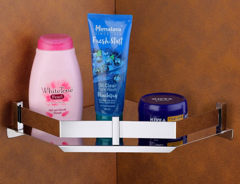 iSTAR Stainless Steel Corner Bathroom Accessories Corner Stainless Steel Wall Shelf Stand 10 x 10 inch (Number of Shelves - 1, Steel) - Image 1