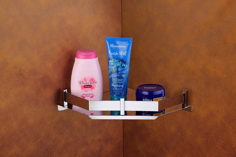 iSTAR Stainless Steel Corner Bathroom Accessories Corner Stainless Steel Wall Shelf Stand 10 x 10 inch (Number of Shelves - 1, Steel) - Image 2