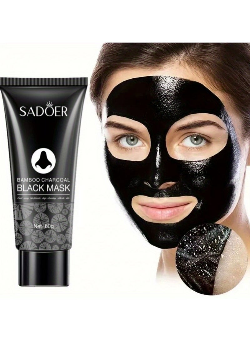 SADOER Bamboo Charcoal Black Mask – Deep Pore Cleansing & Oil Control, Unscented & Latex-Free, 60g, Non-Greasy, for All Light Skin Types, Men & Women - Image 2