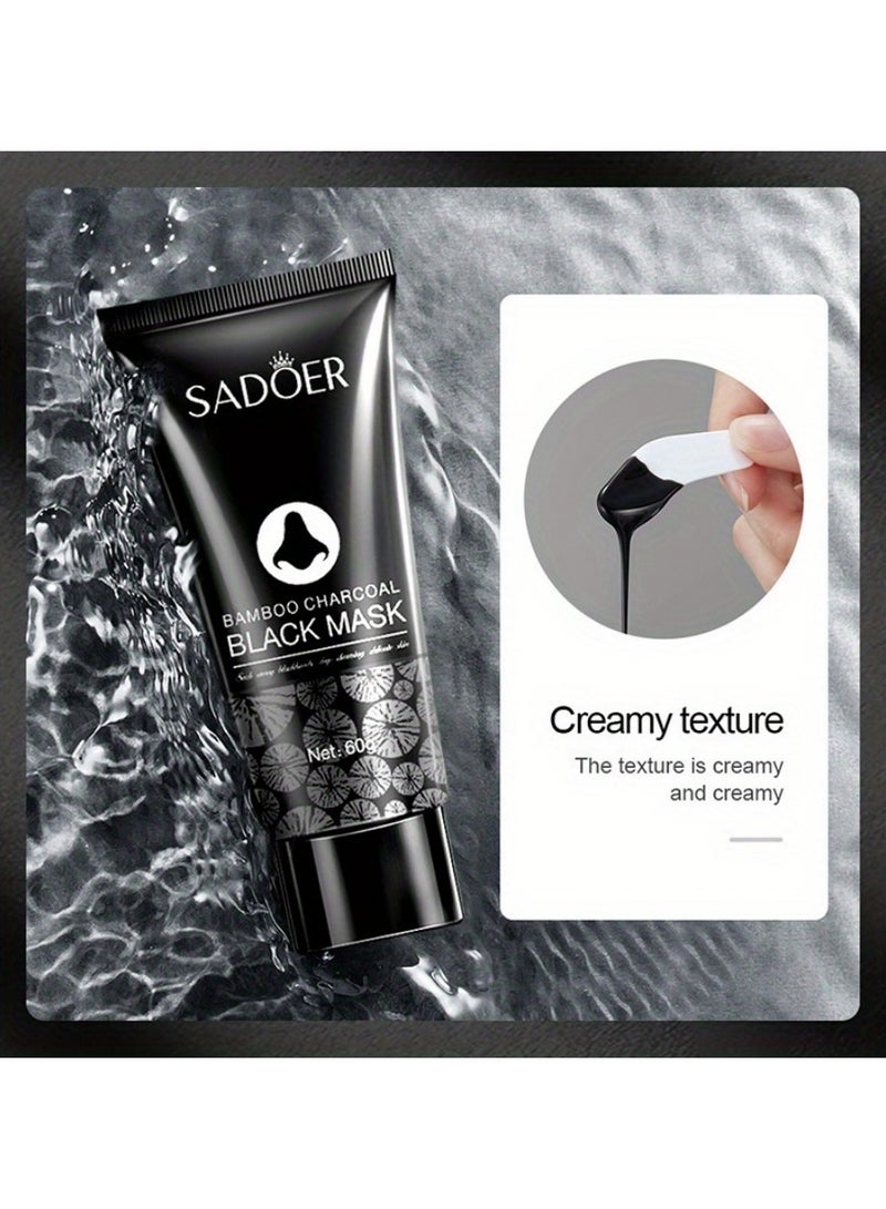 SADOER Bamboo Charcoal Black Mask – Deep Pore Cleansing & Oil Control, Unscented & Latex-Free, 60g, Non-Greasy, for All Light Skin Types, Men & Women - Image 5