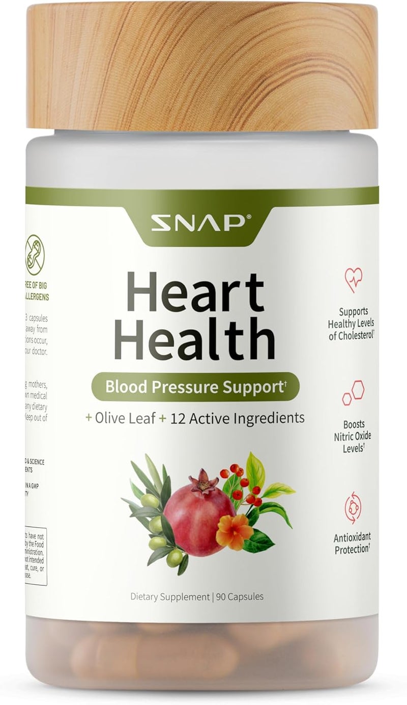 Snap Supplements Heart Health Support Supplement with Coq10 Organic Beet Root Powder Hawthorn Berry Turmeric and Odorless Garlic Supports Nitric Oxide Level Circulation and Flow 90 Capsules - Image 1