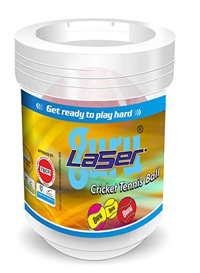 guru laser Cricket Tennis Ball, Fluorescent Yellow - Image 3
