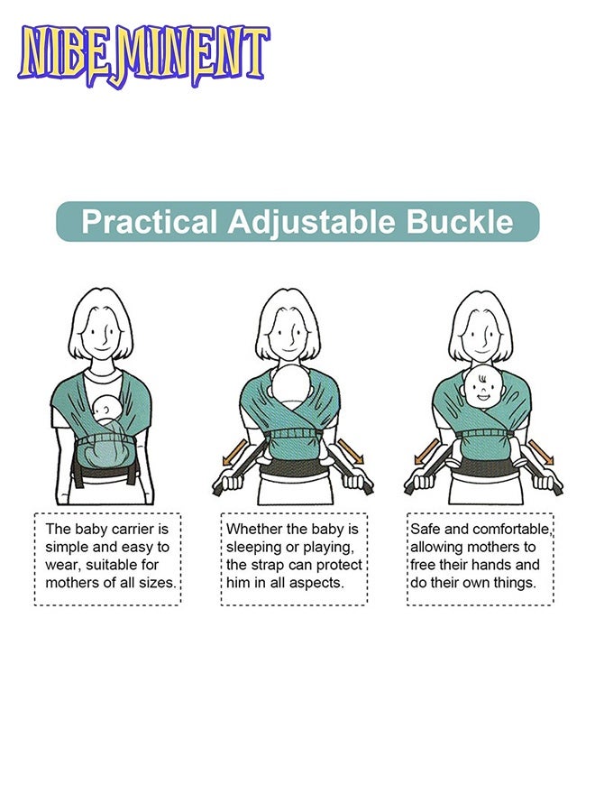 NIBEMINENT Baby Wrap Carrier Slings, Versatile Front-Facing Baby Sling Wrap Carrier, Adjustable Baby Carrier, Original Stretchy Infant Sling, Perfect for Newborn Babies and Children , Grey - Image 2