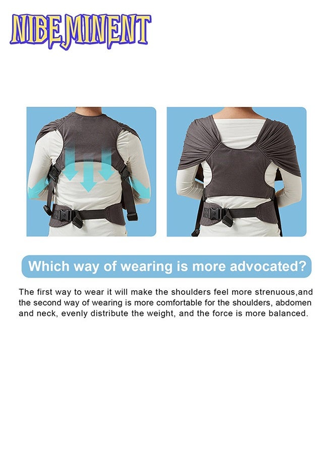 NIBEMINENT Baby Wrap Carrier Slings, Versatile Front-Facing Baby Sling Wrap Carrier, Adjustable Baby Carrier, Original Stretchy Infant Sling, Perfect for Newborn Babies and Children , Grey - Image 3