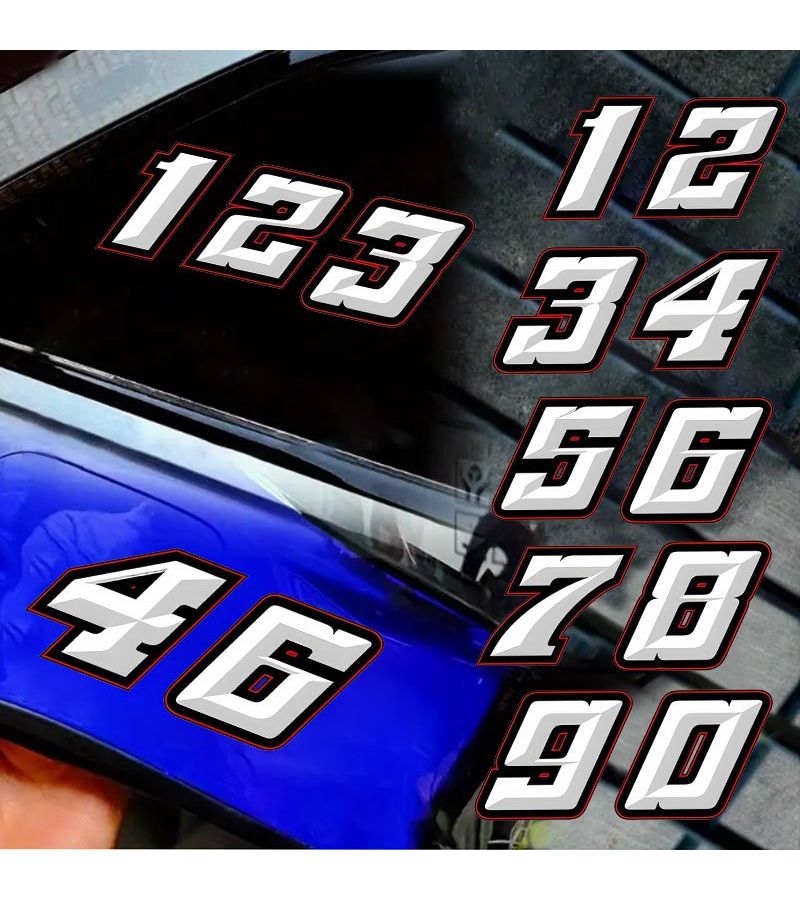 Racing Number 4 Stickers Waterproof Vinyl Decals for Car Motorcycle 2 Pack - Image 1