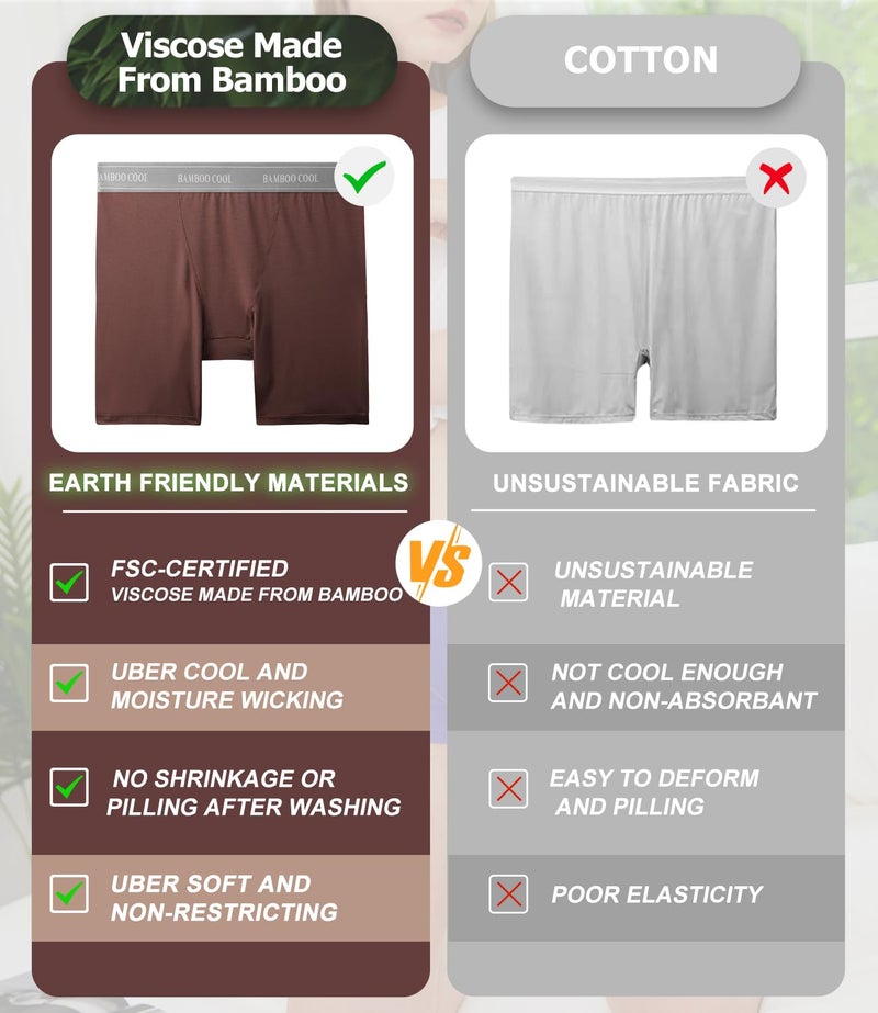 BAMBOO COOL Womens Boxer Briefs Boy Shorts Soft Stretch Panties for Women, 5-Pack - Image 5