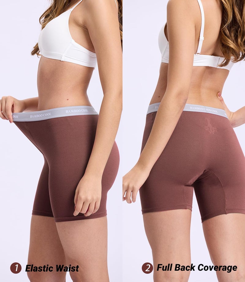 BAMBOO COOL Womens Boxer Briefs Boy Shorts Soft Stretch Panties for Women, 5-Pack - Image 4
