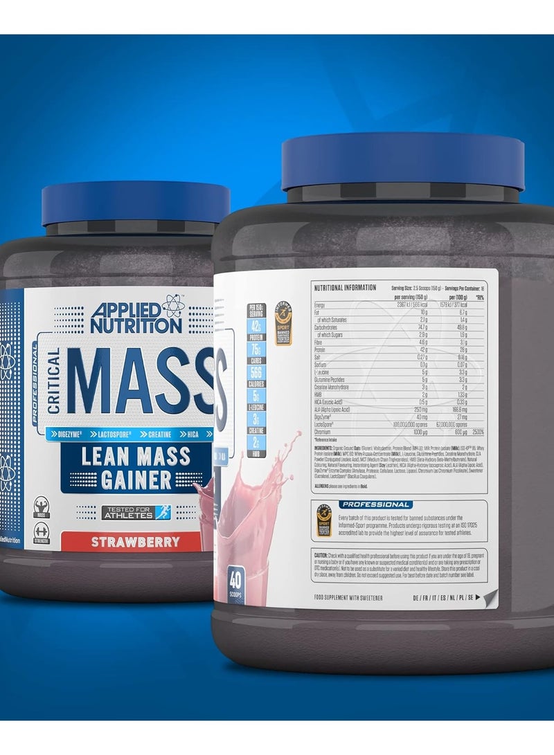 Applied Nutrition Critical Mass 2.4Kg Strawberry Flavor 16 Serving - Image 2