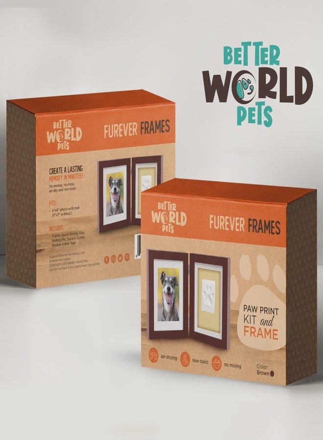 NaFurAhi إطار تذكاري لبصمة مخلب حيوانك الأليف من Better World Pets مع صورة، يتسع لصورة مقاس 4 × 6 بوصة أو 5 × 7 بوصة - طقم بصمة طيني تذكاري - للكلاب والقطط - مثالي لمحبي الحيوانات الأليفة - مفصلي للمكتب، بني - Image 2