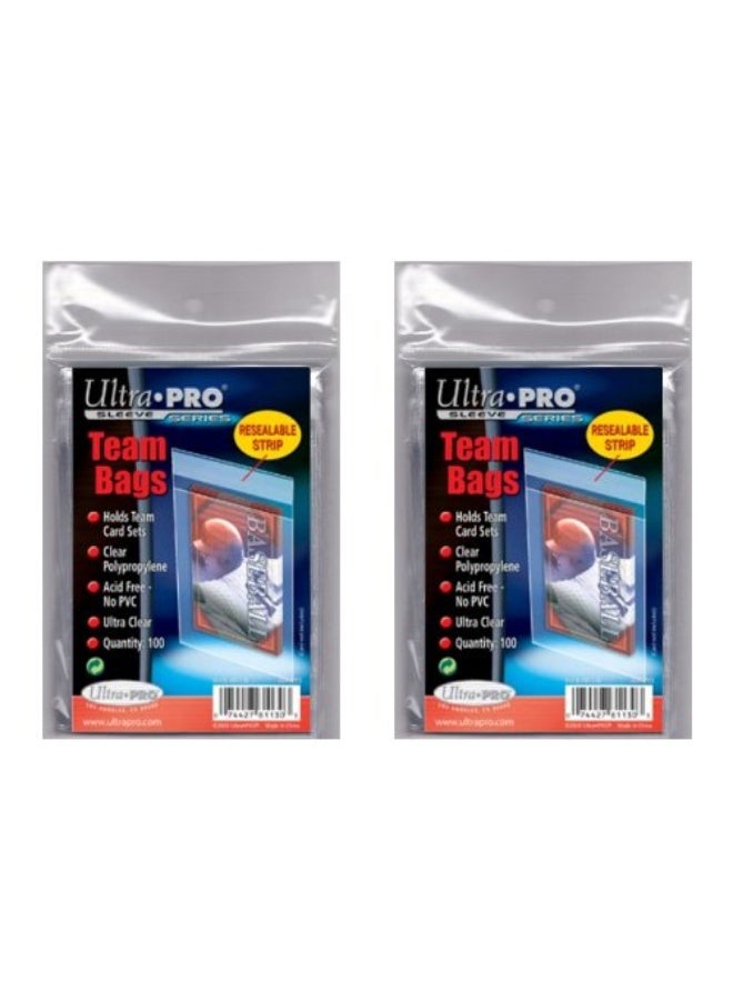 UltraPro 200 Ultra Pro Standard Team Bags 2 Packs of 100 New Team Set Lot Value Pack - Image 1