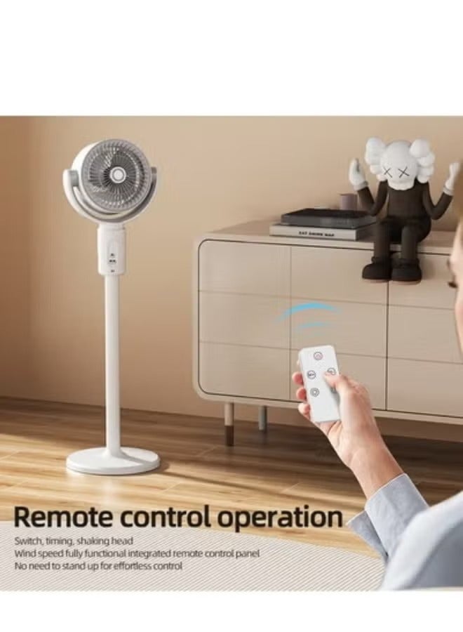 TIGER Pedestal Fan F1 White – 3-in-1 Rechargeable Standing Fan with Remote Control, 5-Speed Silent Air Circulation, Adjustable Height, Energy-Saving Timer, Portable Cooling Fan for Home & Office - Image 4