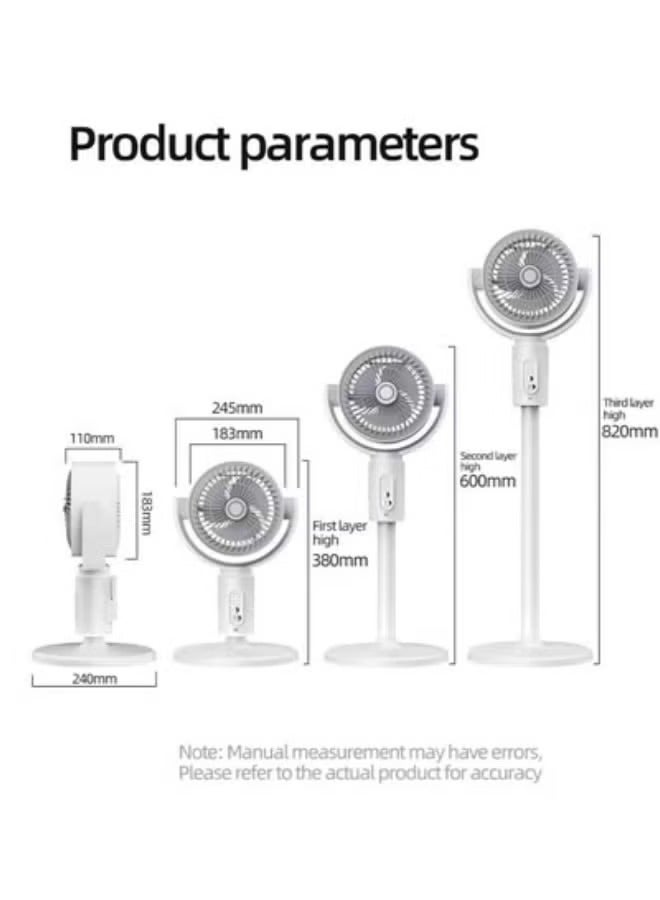 TIGER Pedestal Fan F1 White – 3-in-1 Rechargeable Standing Fan with Remote Control, 5-Speed Silent Air Circulation, Adjustable Height, Energy-Saving Timer, Portable Cooling Fan for Home & Office - Image 2