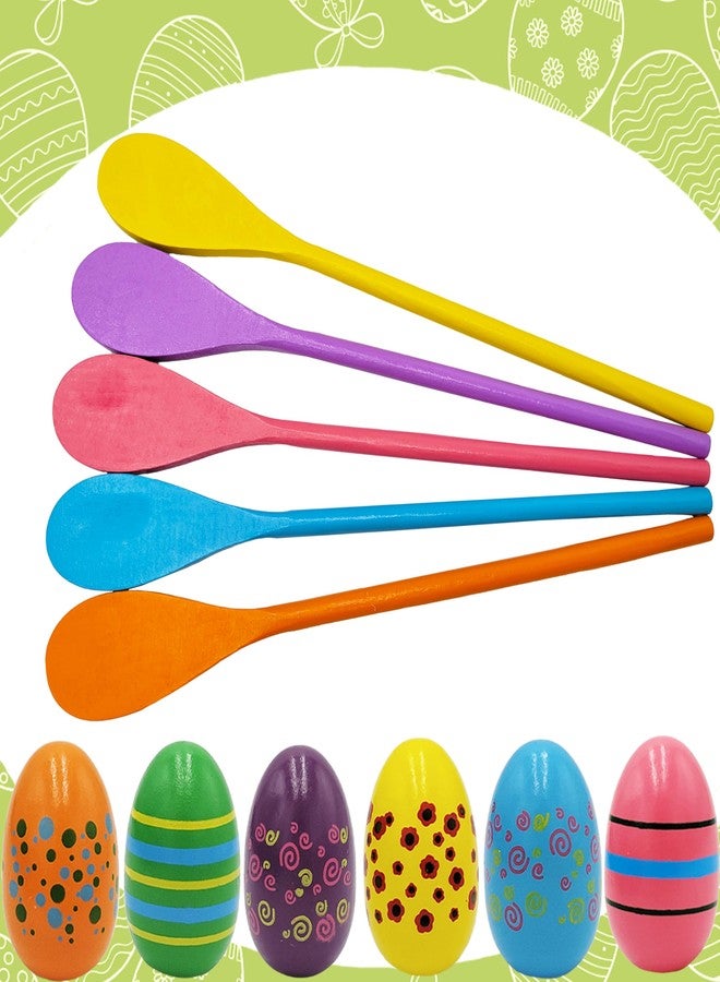Chochkees 6 Painted Easter Egg and 6 Spoon Race Game Set, 6 Sets, Family Game for Kids & Family Activity Holiday Outdoor Yard Easter Egg Hunt Birthday Party Front Lawn - Image 5