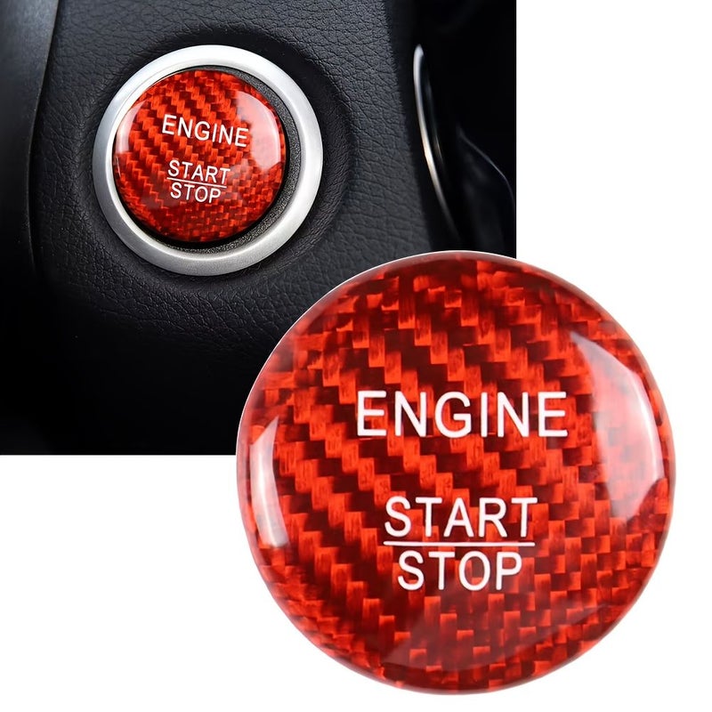 Red Carbon Fiber Start Stop Button Sticker For Mercedes C E GLC GLE AMG - Image 3