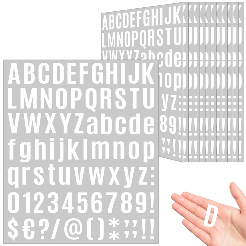 980 Pcs 12 Sheets Letter Stickers Small 1 Inch Number Stickers SelfAdhesive Waterproof Alphabet White 1 Vinyl Letter Stickers for Mailbox Bulletin Board Wall Decor Scrapbook White