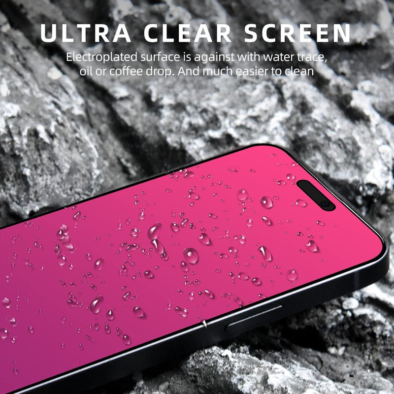 EGKimBa Privacy Screen Protector compatible with iPhone 16 Plus, 6.7 inch Gradient Colorful Electroplated Anti-Spy Anti-Blue Light Tempered Glass - Image 5