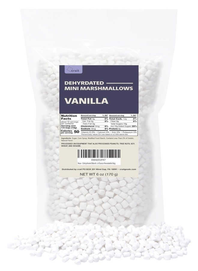 crait Dehydrated Marshmallows Vanilla Flavor – Mini Cereal Marshmallows for Hot Chocolate Coffee Ice Cream Baking Cereal and Desserts 6 Ounce Resealable Bag - Image 1