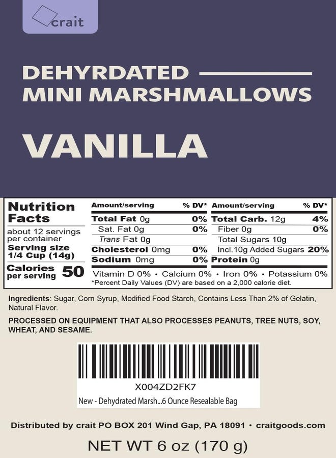 crait Dehydrated Marshmallows Vanilla Flavor – Mini Cereal Marshmallows for Hot Chocolate Coffee Ice Cream Baking Cereal and Desserts 6 Ounce Resealable Bag - Image 2