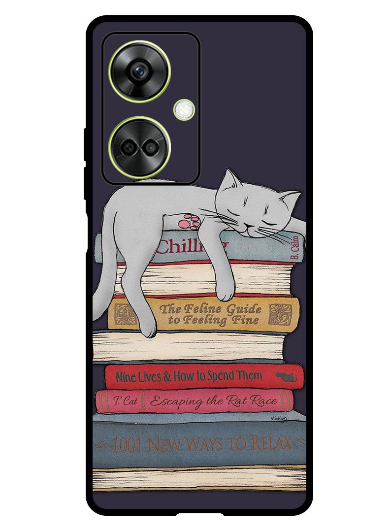 Theodor Protective Case Anti Scratch Shock Proof Bumper Cover For OnePlus Nord CE 3 Cat With Books - Image 1
